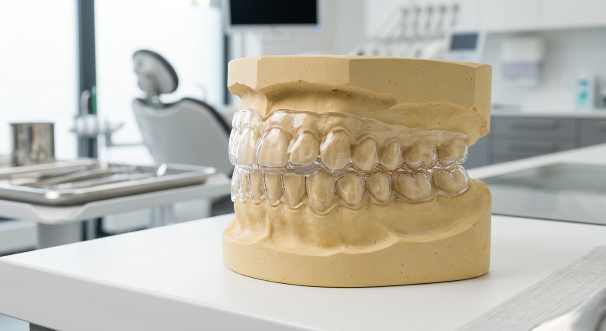 Night Guards in Milton, Ontario, Custom Occlusal Guards for Bruxism and TMJ at White Dove Dental Custom night guard in Milton, clear occlusal guard for teeth grinding and bruxism protection at White Dove Dental